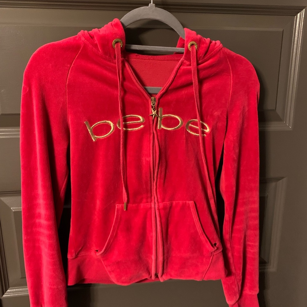 Authentic bebe red sweatsuit, size small